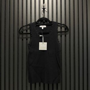 Black Scalloped Tank Top